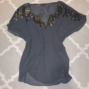 EXPRESS SHEER TOP WITH SEQUINS NWT